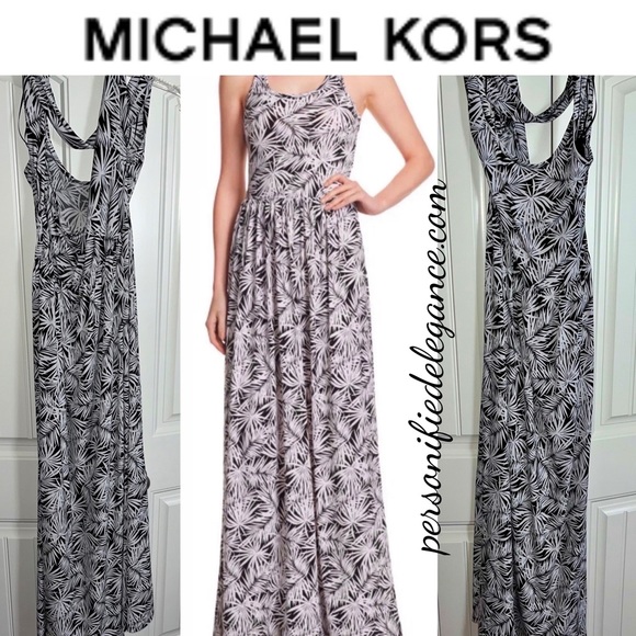 MICHAEL Michael Kors Dresses & Skirts - NEW Michael Kors Black/White Criss-Cross Back Long Maxi Dress Size XL